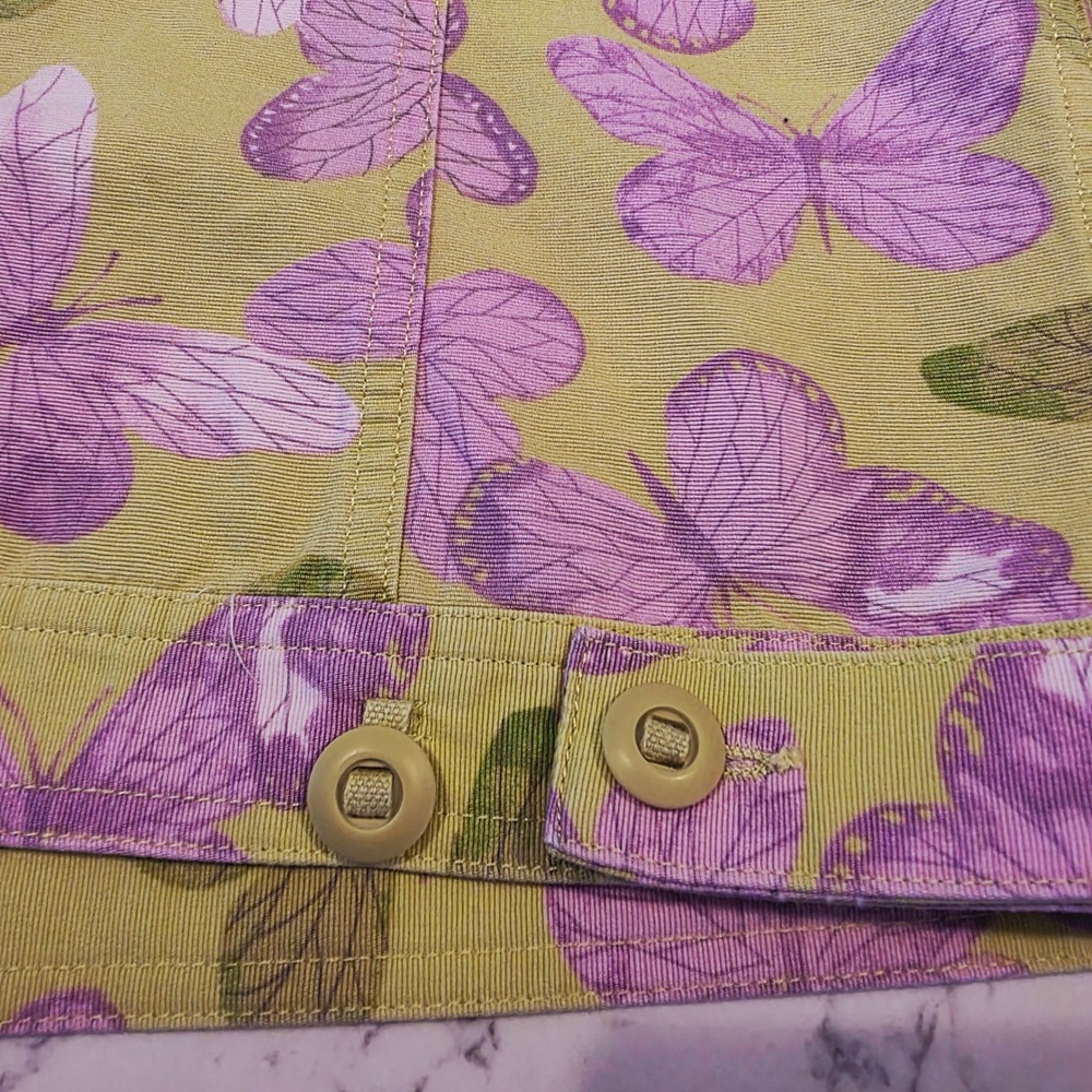 Liz Claiborne Butterfly Print Denim Trucker Jacket WDMU3694 Womens 21 Lime Green - Picture 10 of 10